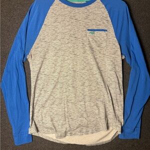 Hollister Men’s Medium Raglan Pocket Tea Blue Gray Long Sleeve Casual